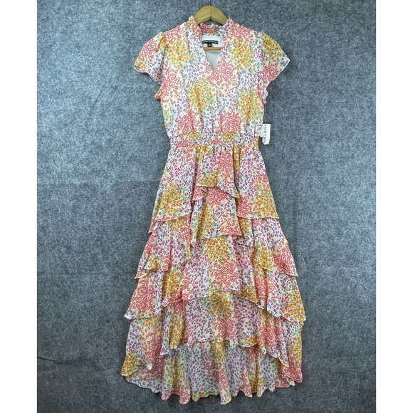 Sam and Jess Dress Petite Small Pastel Tiered Ruffle Smocked Waist Prairie Boho - Picture 1 of 6